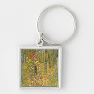 Gustav Klimt Farm Garden with Crucifix Keychain