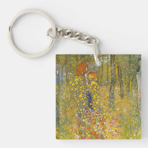 Gustav Klimt Farm Garden with Crucifix Keychain