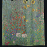 Gustav Klimt, Farm Garden with Sunflowers<br><div class="desc">Shower curtain with the Gustav Klimt art painting called "Farm Garden with Sunflowers". "Farm Garden with Sunflowers" painting is a painting with yellow sunflowers,  red roses,  and white and blue flowers on a green background. Customizable.</div>
