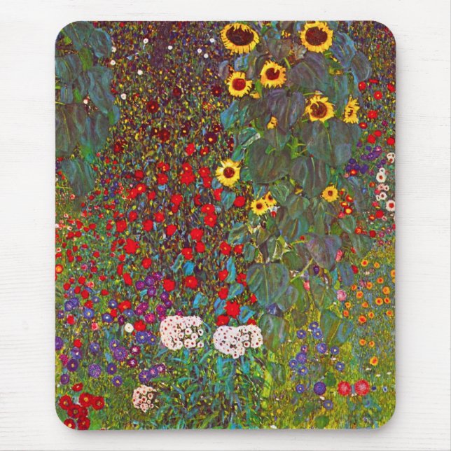Gustav Klimt Farm Garden with Sunflowers Mouse Pad (Front)
