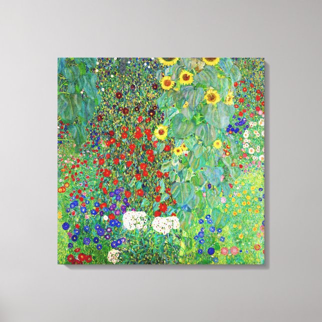 Gustav Klimt Farm Garden With Sunflowers Painting Canvas Print (Front)