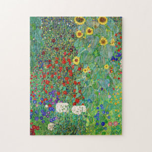 Gustav Klimt Farm Garden With Sunflowers Painting Jigsaw Puzzle