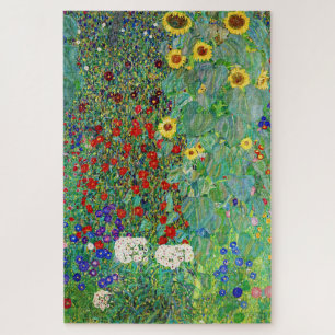 Gustav Klimt Farm Garden With Sunflowers Painting Jigsaw Puzzle