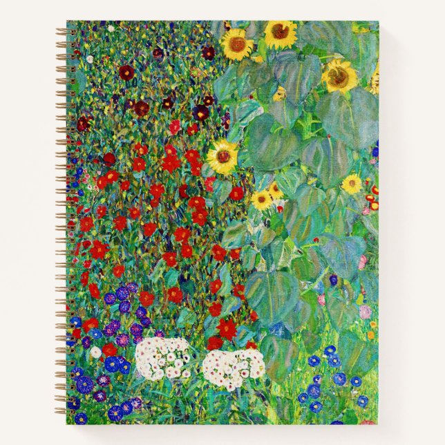 Gustav Klimt Farm Garden With Sunflowers Painting Notebook (Front)
