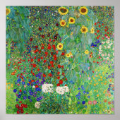 Gustav Klimt Farm Garden With Sunflowers Painting Poster (Front)