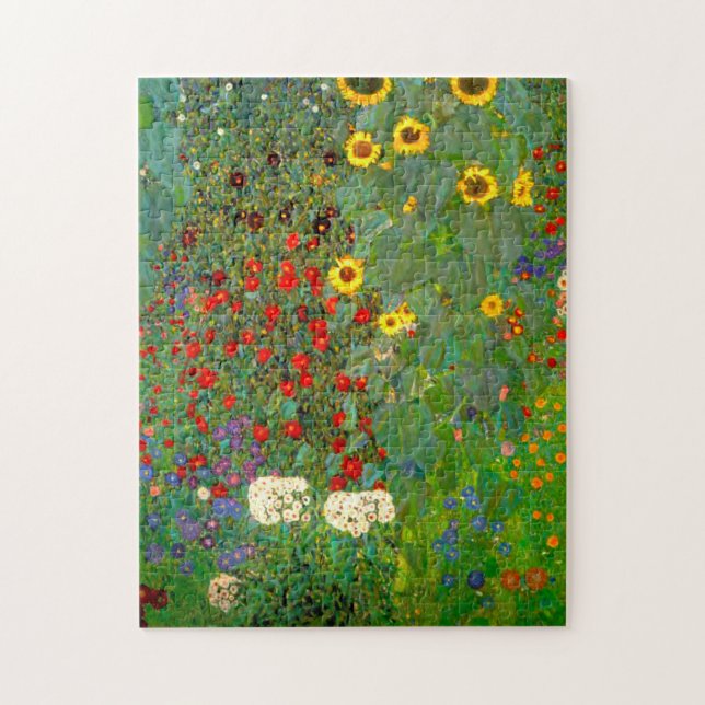 Gustav Klimt Farm Garden with Sunflowers Puzzle (Vertical)