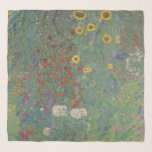 Gustav Klimt, Farm Garden with Sunflowers Scarf<br><div class="desc">Scarf with the Gustav Klimt art painting called "Farm Garden with Sunflowers". "Farm Garden with Sunflowers" painting is a painting with yellow sunflowers,  red roses,  and white and blue flowers on a green background. Customizable.</div>