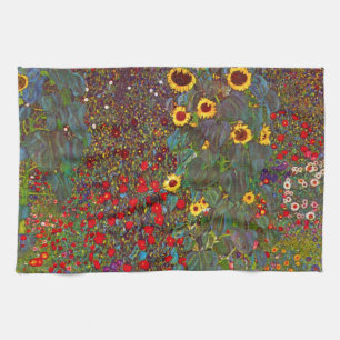 Gustav Klimt Farm Garden with Sunflowers Towel