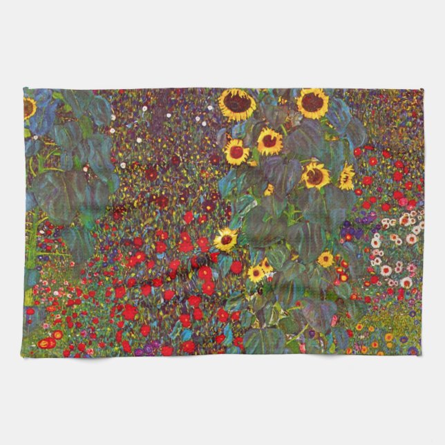 Gustav Klimt Farm Garden with Sunflowers Towel (Horizontal)