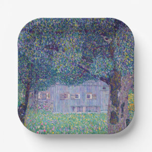 Gustav Klimt - Farmhouse in Upper Austria Paper Plate