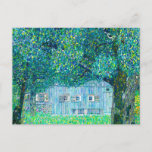 Gustav Klimt Farmhouse in Upper Austria Postcard<br><div class="desc">Postcard featuring Gustav Klimt’s oil painting Farmhouse in Upper Austria (1911),  also known as Farmhouse in Buchberg. A wooden farmhouse can be seen through green trees and a meadow of beautiful pink,  yellow,  blue,  and orange flowers. A wonderful gift for fans of Art Nouveau and Austrian art.</div>