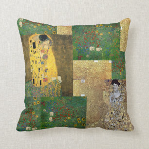 Gustav Klimt Fine Art Collage Throw Pillow