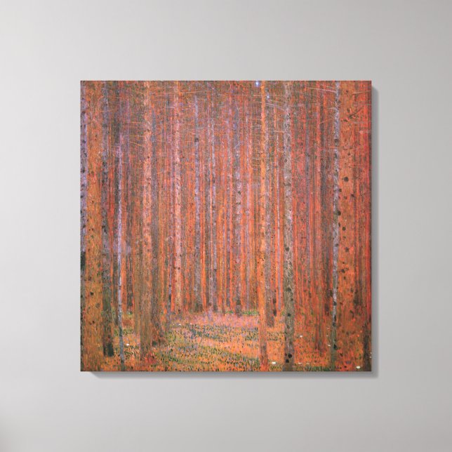 Gustav Klimt Fir Forest Tannenwald Red Trees Canvas Print (Front)