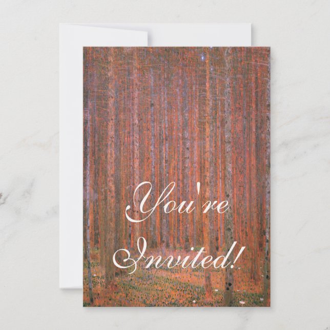 Gustav Klimt Fir Forest Tannenwald Red Trees Invitation (Front)