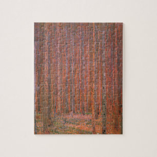 Gustav Klimt Fir Forest Tannenwald Red Trees Jigsaw Puzzle