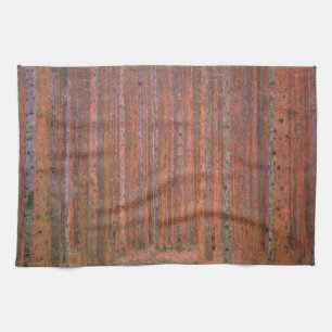 Gustav Klimt Fir Forest Tannenwald Red Trees Kitchen Towel