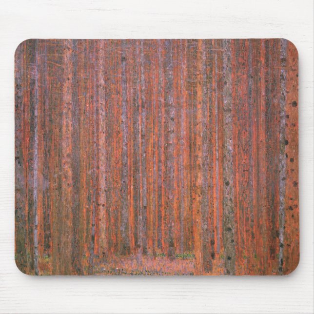 Gustav Klimt Fir Forest Tannenwald Red Trees Mouse Pad (Front)