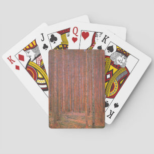 Gustav Klimt Fir Forest Tannenwald Red Trees Playing Cards