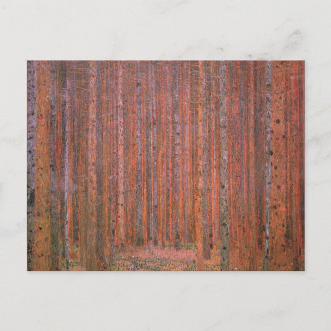 Gustav Klimt Fir Forest Tannenwald Red Trees Postcard (Front)