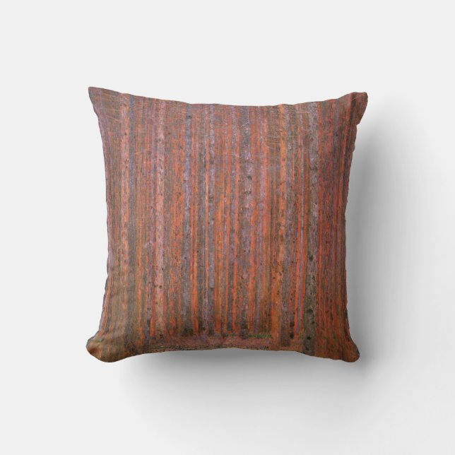 Gustav Klimt Fir Forest Tannenwald Red Trees Throw Pillow (Front)