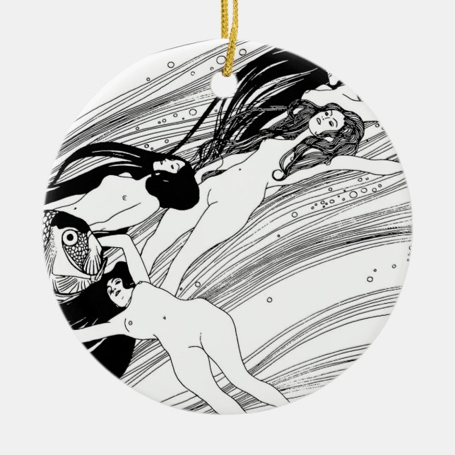 Gustav Klimt - Fish Blood Surreal Japanese Art Ceramic Ornament (Front)