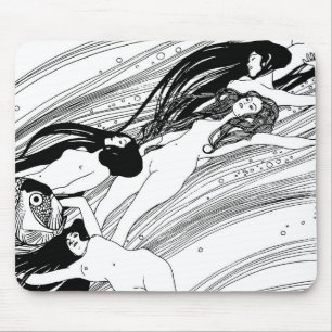 Gustav Klimt - Fish Blood Surreal Japanese Art Mouse Pad
