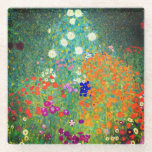 Gustav Klimt Flower Garden<br><div class="desc">Glass Coaster featuring Gustav Klimt’s oil painting Flower Garden (1906). A beautiful garden of purple, red, white, blue, and orange flowers. A great gift for fans of Art Nouveau and Austrian art.</div>