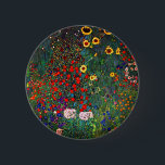 Gustav Klimt Flower Garden 2 Inch Round Button<br><div class="desc">Button featuring Gustav Klimt’s oil painting Farm Garden with Sunflowers (1907). A beautiful garden of sunflowers and exquisite blue,  red,  purple,  pink,  and white flowers. A great gift for fans of Art Nouveau and Austrian art.</div>