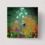 Gustav Klimt Flower Garden 2 Inch Square Button<br><div class="desc">Button featuring Gustav Klimt’s oil painting Flower Garden (1906). A beautiful garden of purple,  red,  white,  blue,  and orange flowers. A great gift for fans of Art Nouveau and Austrian art.</div>