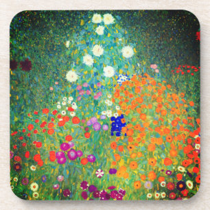 Gustav Klimt Flower Garden Coaster
