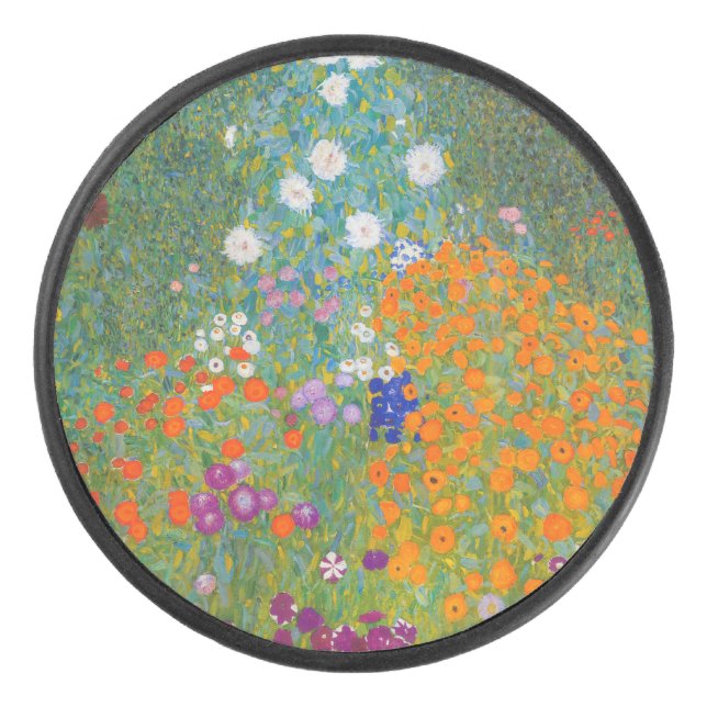 Gustav Klimt - Flower Garden Cornhole Set Hockey Puck (Front)