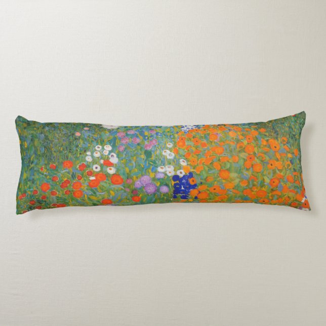 Gustav Klimt Flower Garden Cottage Nature Body Pillow (Back)