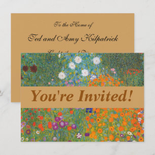 Gustav Klimt Flower Garden Cottage Nature Invitation