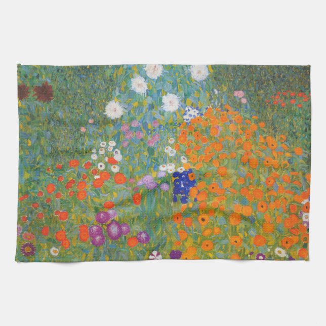 Gustav Klimt Flower Garden Cottage Nature Kitchen Towel (Horizontal)
