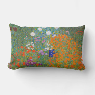 Gustav Klimt Flower Garden Cottage Nature Lumbar Pillow