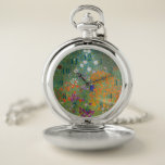 Gustav Klimt Flower Garden Cottage Nature Pocket Watch<br><div class="desc">A beautiful garden painting - this is a classic painting by Gustav Klimt,  called Cottage Garden,  or Bauergarten,  1907,  which is a close up of a flower garden,  a colourful floral painting.</div>