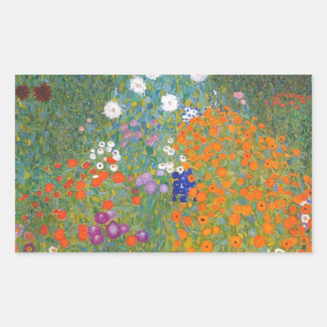 Gustav Klimt Flower Garden Cottage Nature Sticker (Front)
