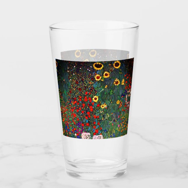 Gustav Klimt Flower Garden Glass (Front)