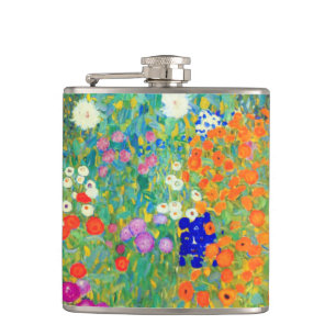 Gustav Klimt Flower Garden Hip Flask