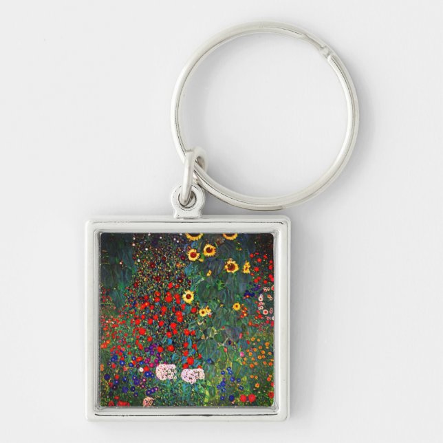 Gustav Klimt Flower Garden Keychain (Front)
