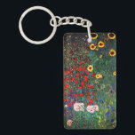 Gustav Klimt Flower Garden Keychain<br><div class="desc">Keychain featuring Gustav Klimt’s oil painting Farm Garden with Sunflowers (1907). A beautiful garden of sunflowers and exquisite blue,  red,  purple,  pink,  and white flowers. A great gift for fans of Art Nouveau and Austrian art.</div>