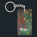 Gustav Klimt Flower Garden Keychain<br><div class="desc">Keychain featuring Gustav Klimt’s oil painting Farm Garden with Sunflowers (1907). A beautiful garden of sunflowers and exquisite blue,  red,  purple,  pink,  and white flowers. A great gift for fans of Art Nouveau and Austrian art.</div>