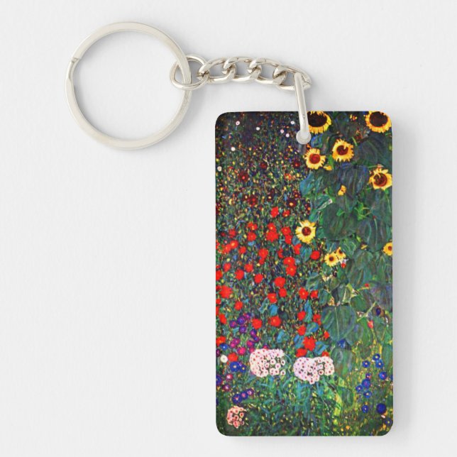 Gustav Klimt Flower Garden Keychain (Front)