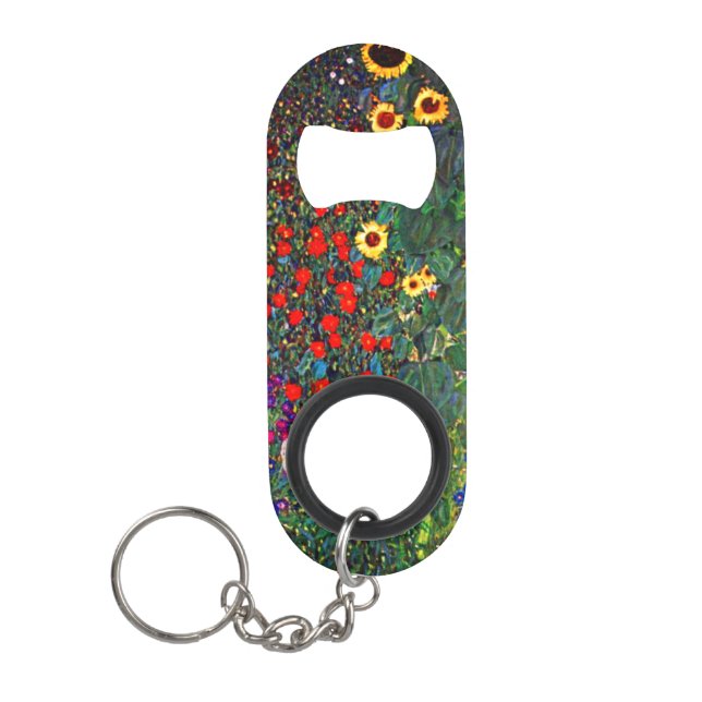 Gustav Klimt Flower Garden Keychain Bottle Opener (Front)