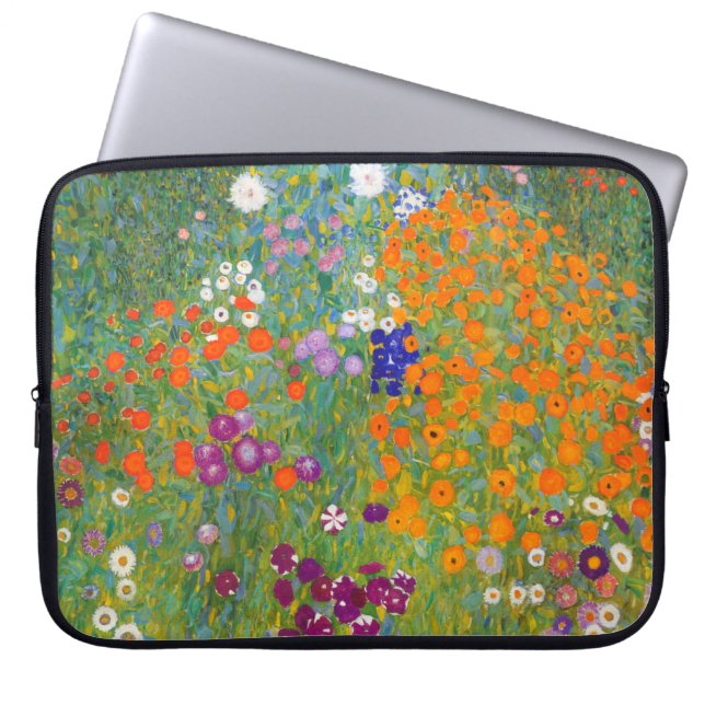 Gustav Klimt: Flower Garden Laptop Sleeve (Front)