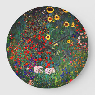 Gustav Klimt Flower Garden Large Clock
