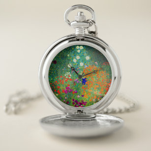 Gustav Klimt Flower Garden Pocket Watch