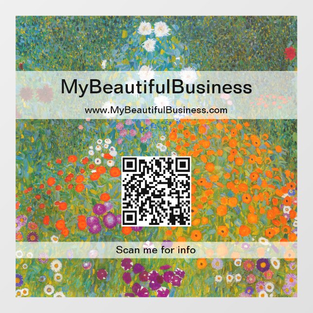 Gustav Klimt - Flower Garden QR Code Window Cling (Sheet)