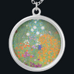 Gustav Klimt - Flower Garden Silver Plated Necklace<br><div class="desc">Flower Garden - Gustav Klimt in 1905-1907</div>