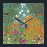 Gustav Klimt: Flower Garden Square Wall Clock<br><div class="desc">A beautiful classic wall clock featuring a colourful flower garden, painted by the Austrian symbolist painter Gustav Klimt.</div>